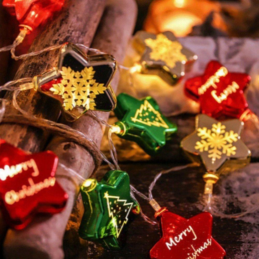Decorative Christmas Ball Star LED Light String Plastic Twinkle Star String Light  New Year