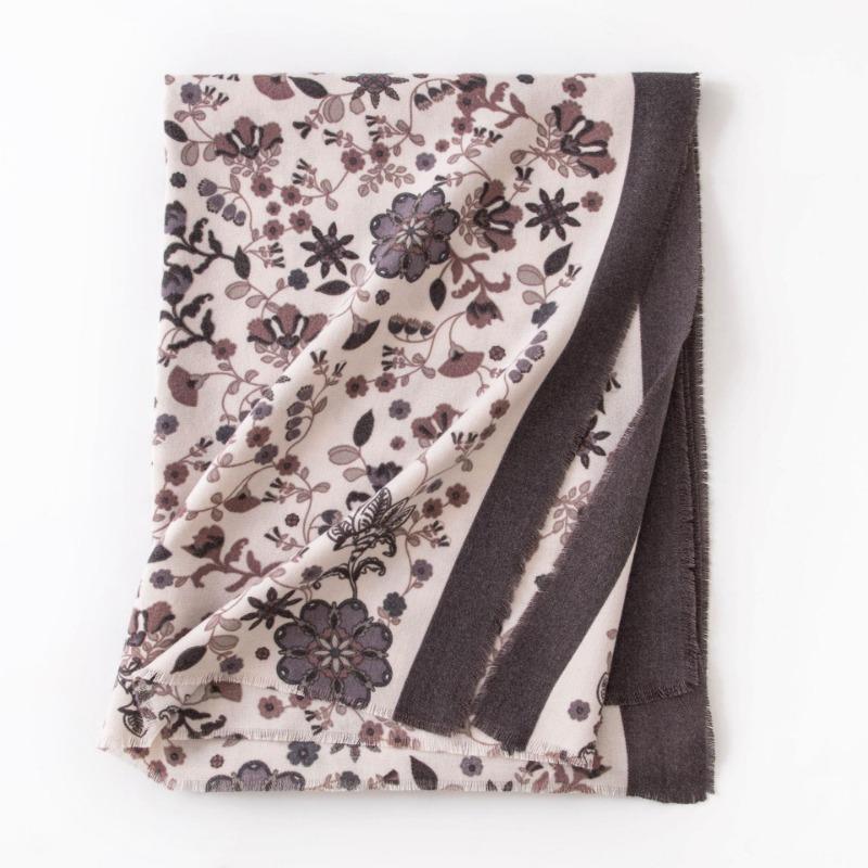 Womens Winter Printed Scarf Thick Warm Faux Cashmere Korean Style Shawl