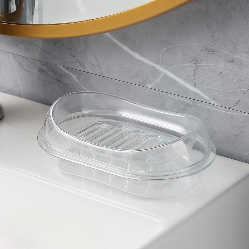 Transparent Double-layer Water-draining Soap Box Non-water-accumulating Sanitary Stand Soap Box Household Soap Box