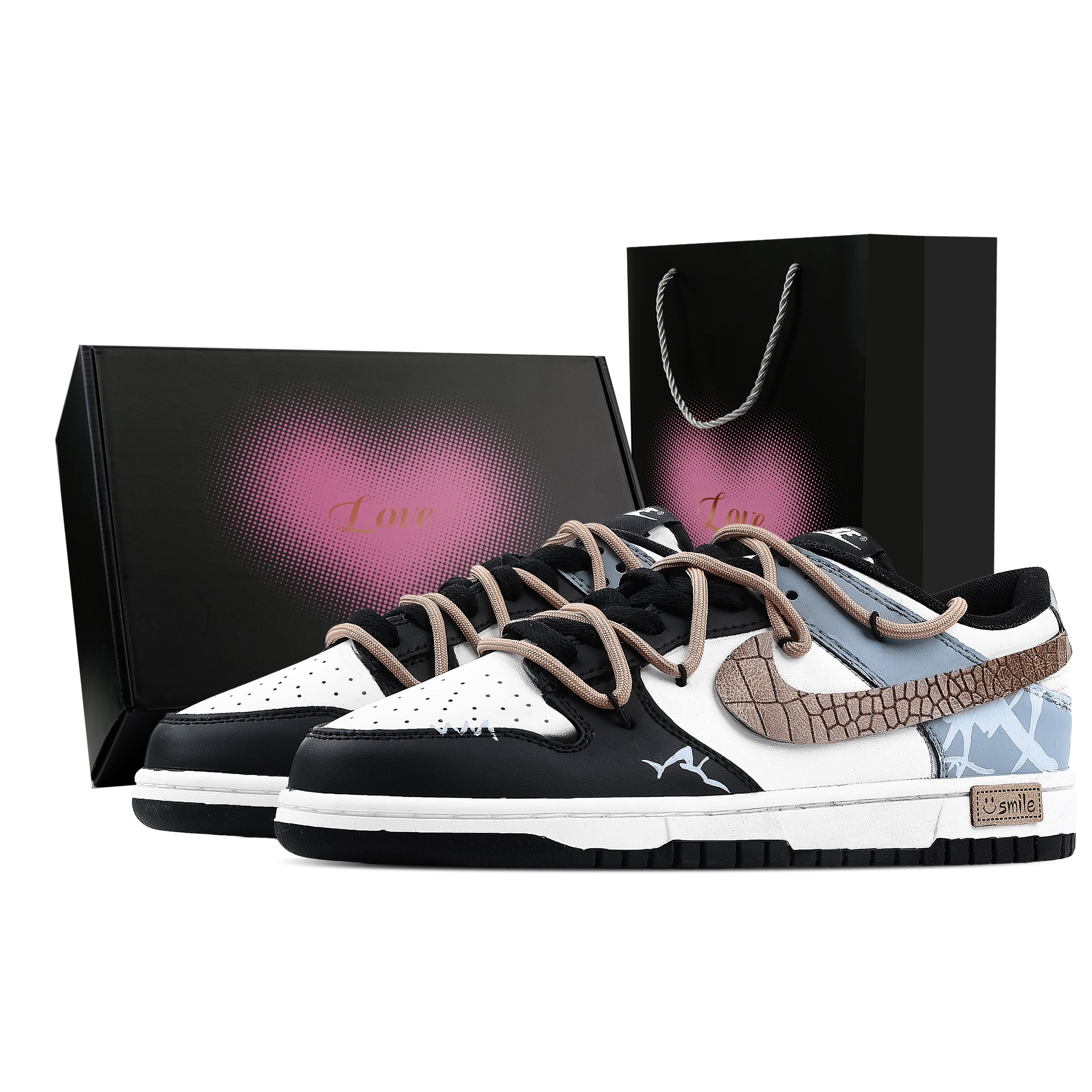 

Nike Dunk Return To The Inkstone 1 Heart Box Abrasion Resistant Low top Skateboard Shoes Unisex Black Blue HF5441-100(Team773-1-) 42