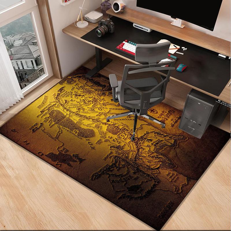 Middle-earth Map Adventure The Lord Office Rug Chair Mat, Game Carpet, Suitable for Front Door, Bedroom, Living Room, Desk, Holiday Gift