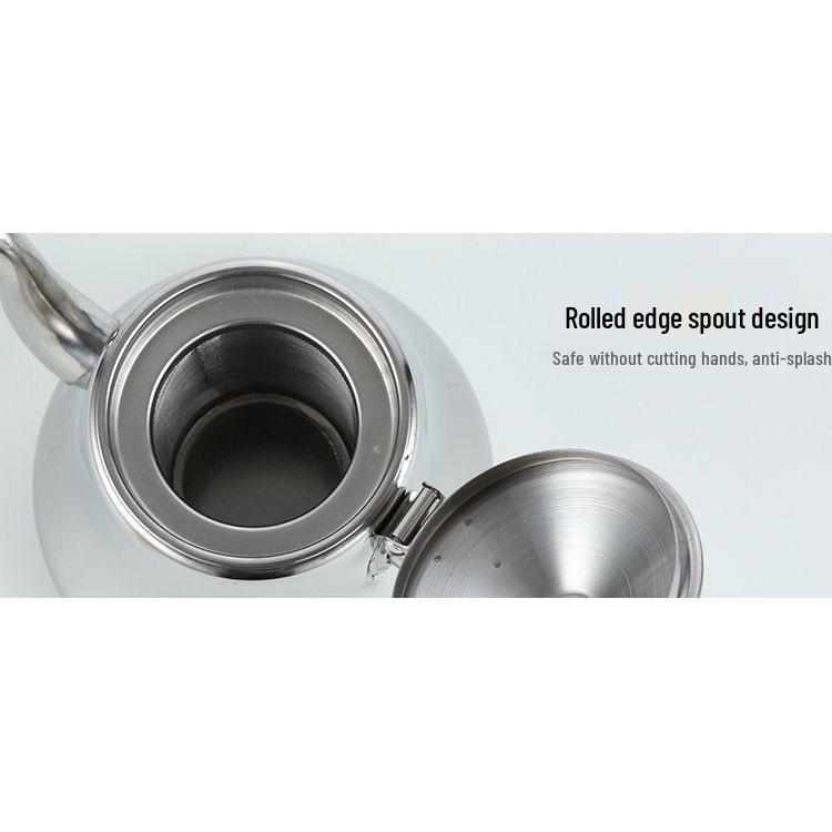 Thickened Stainless Steel Teapot with Filter, Universal Flat Bottom Kettle