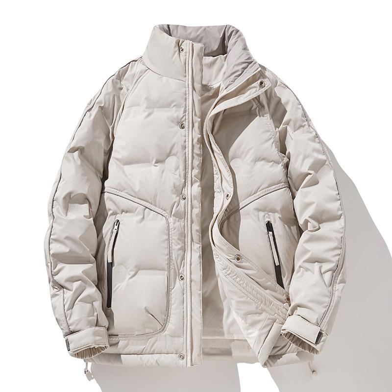 

2025 winter new youth down jacket men s fashion stand-up collar embossed down jacket 4XL хаки