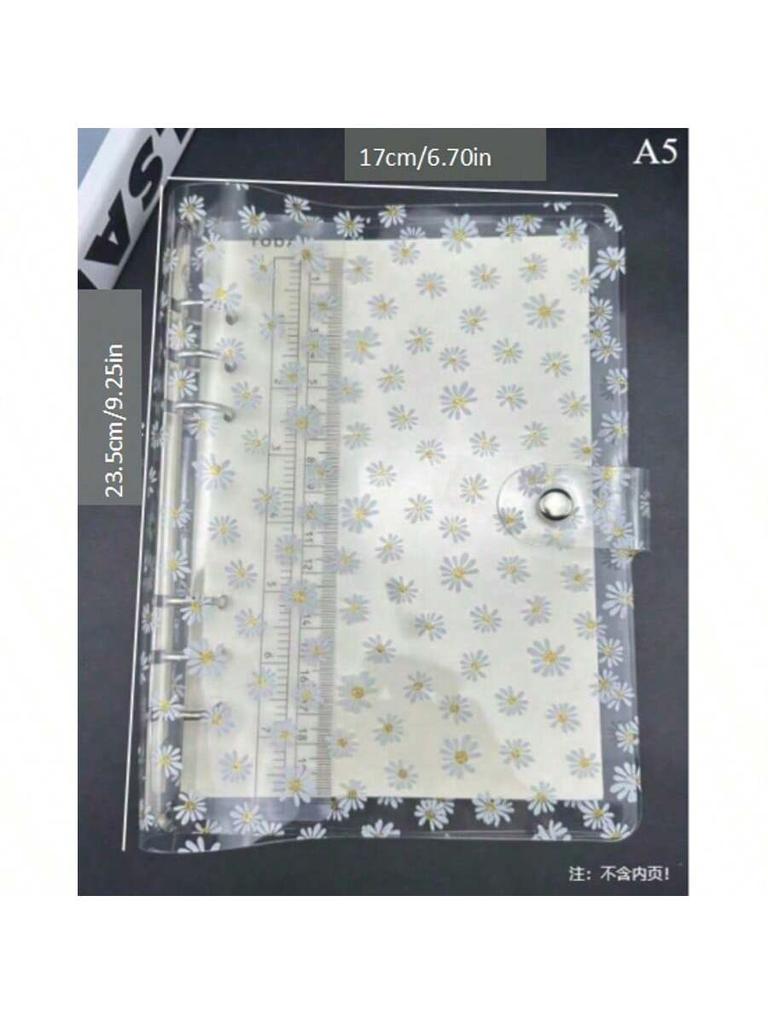 Handbook Notebook Transparent PVC Shell A6 Binder Japanese and Korean Ins Style Same Envelope Cute Little Daisy