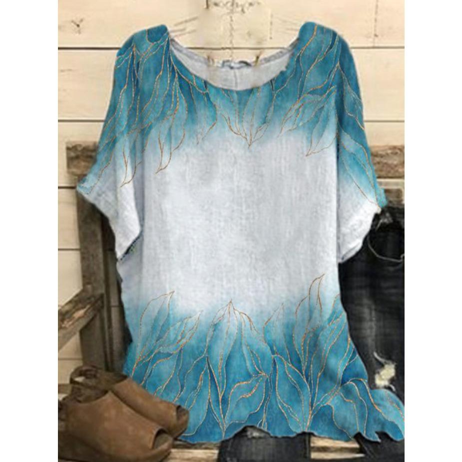 Damskie T-shirty Plus Size z Nadrukiem Motyla Modne z Okrągłym Dekoltem Drukowane Cyfrowo 3D z Krótkim Rękawem