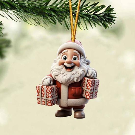 2/7 ks Vánoční Santa Claus Závěsná Dekorace Sváteční Párty Zimní Vánoční Strom 2D Plochá Akrylová Kreslená Závěsná Ozdoba Otec Vánoc