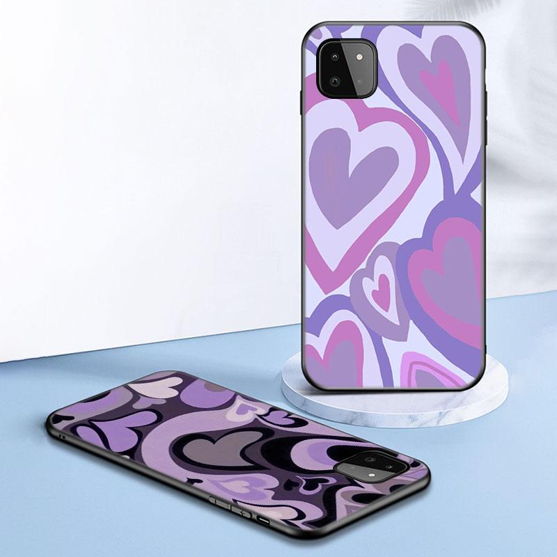 Purple Heart Swirl Pattern Case For Samsung Galaxy A12 A22 A31 A32 A50 A51 A70 A71 A72 A11 A21S A02S A10S A20S A30S A52 S 5G