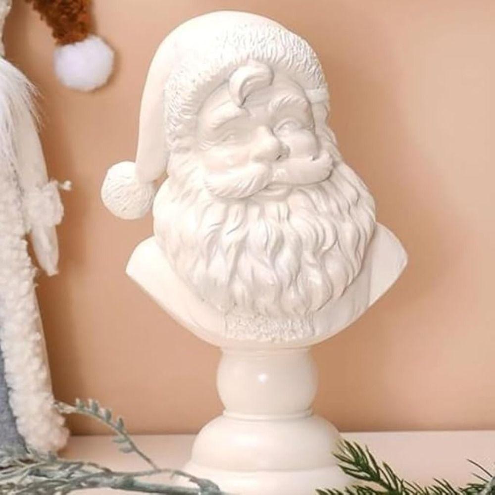 Resin Christmas Figurine Festival Decor Santa Head Bust High Quality Santa Bust Statue