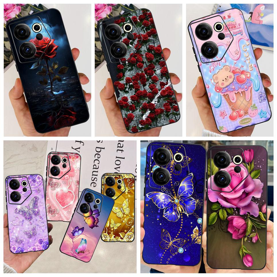 For Tecno Camon 20 20 Pro 4/5G 20s Pro 20 Premier Butterfly Flower Colorful Girly Funda Transparent Soft TPU Silicone Back Cover