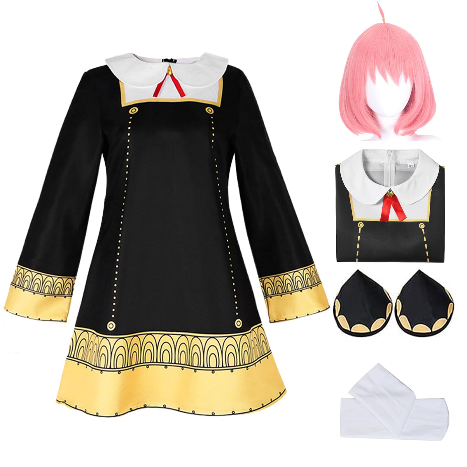 

[Formemory] Cute Pink Anime Cosplay Costume for Halloween, Featuring a Popular Anime Character. Includes a Full Set of Costume, Hair Accessory,