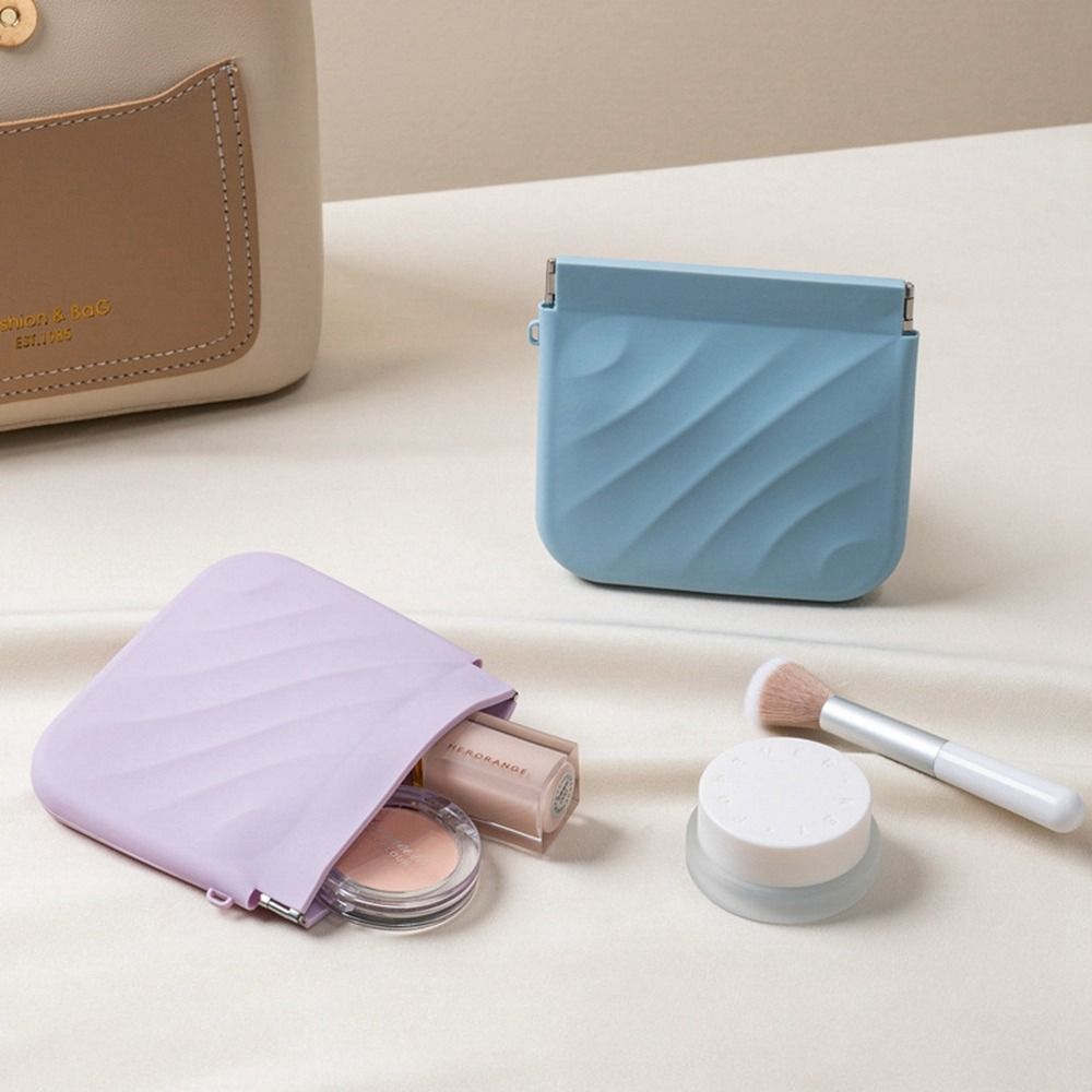 Silicone Mini Cosmetic Bag Makeup Bag Coin Purse Simple Leaf Spring Bag  Women