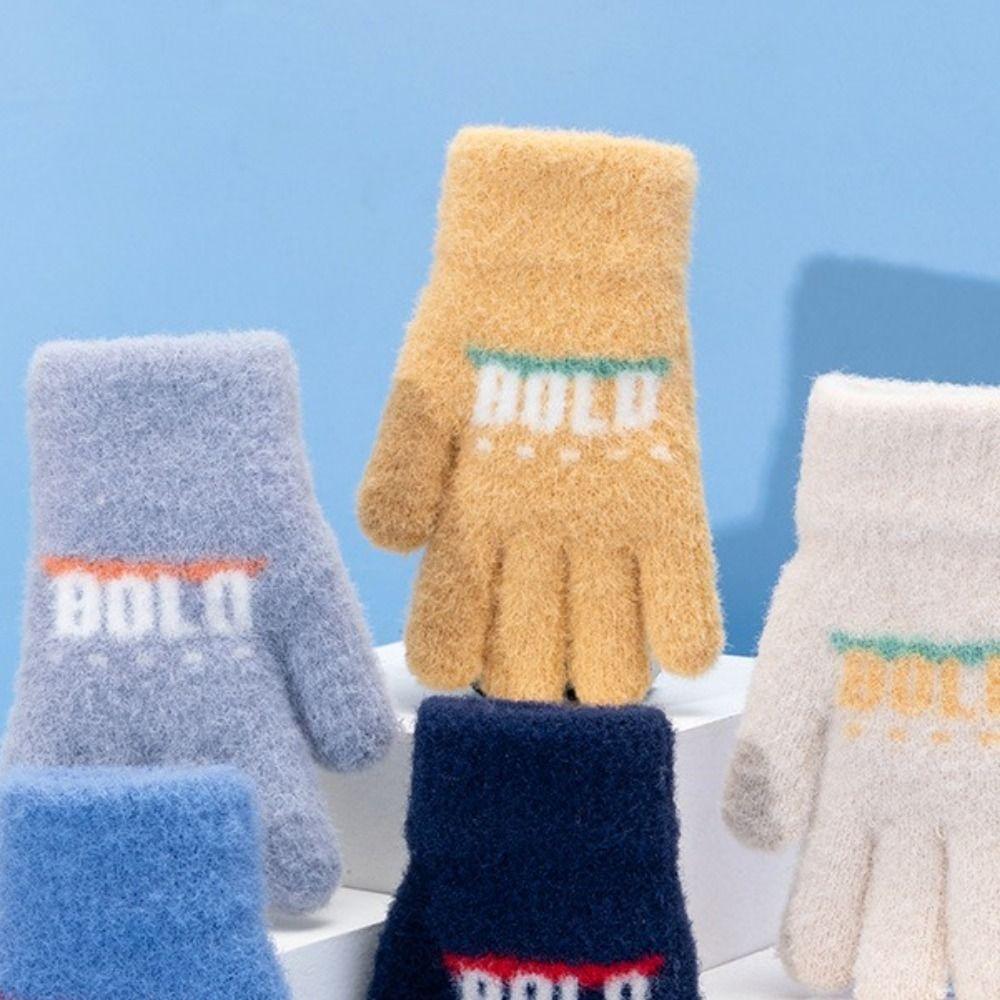 5-10 Jahre Elastische Vollfinger-Fäustlinge Verdicken Samt Warme Fäustlinge Winter Kinder Babyhandschuhe