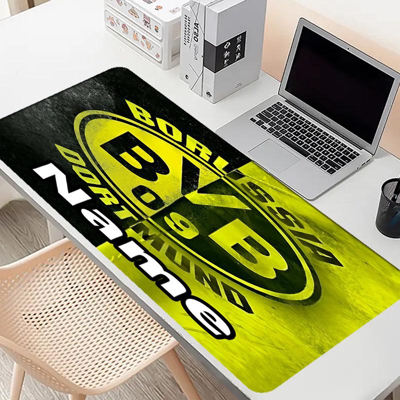 Custom Name Personalized Borussia Dortmund Pattern Mousepad, Laptop PC Desk Mat, Decorative Desk Mat for Home Keyboard Pad Gift