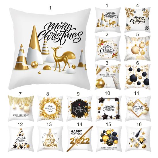Throw Pillow Cushion Tear Resistant Washable Hidden Zipper High Quality Golden Color Pattern Christmas Throw Pillow Cushion