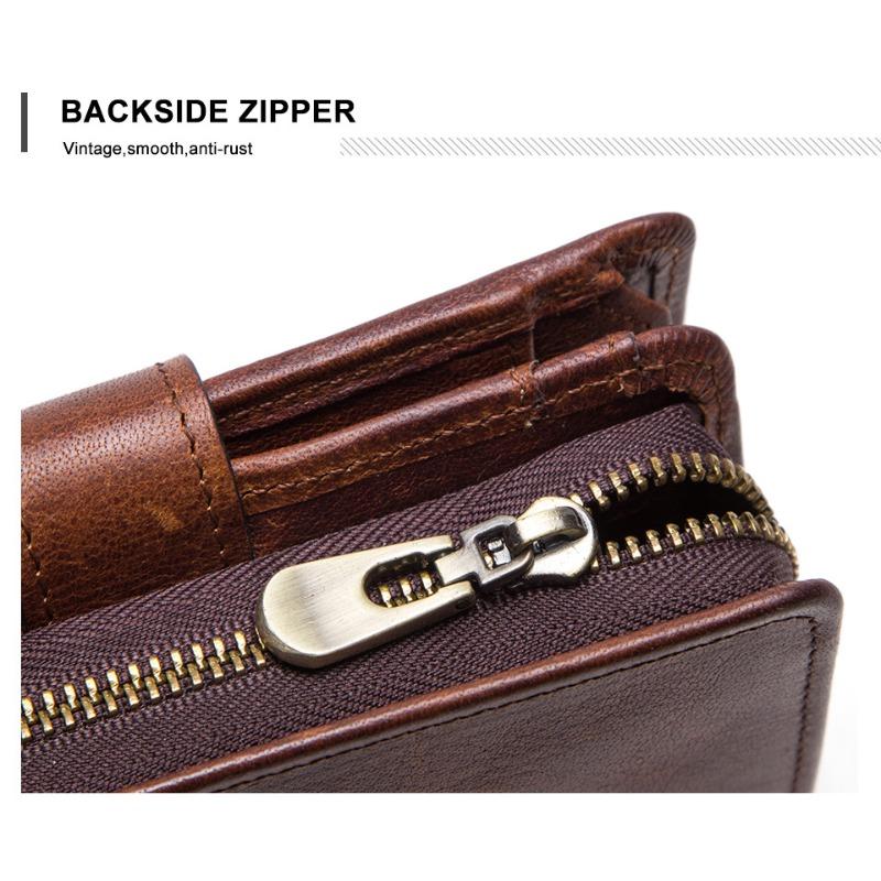 Men Crazy Horse Leather Wallet Clutch RFID Blocking Multi-Functional