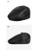Men's Autumn-Winter Velvet-Lined PU Duckbill Cap with Ear Protection for Elderly