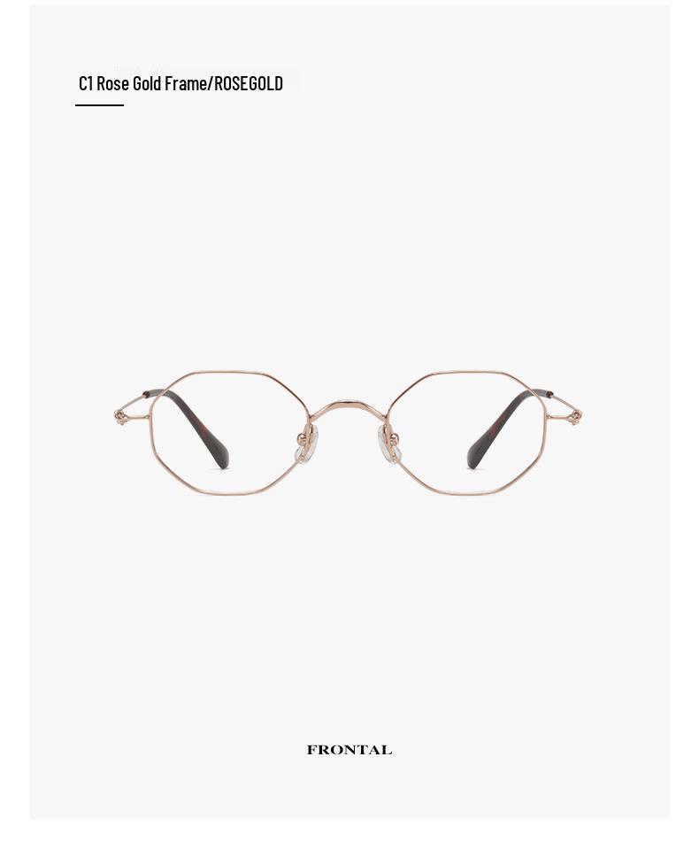 Extra malé brýlové obruby v univerzitním stylu z čistého titanu, 47mm mnohoúhelník, pro ženy s jednoduchým obličejem, model 98722 kompatibilní s dioptrickými čočkami