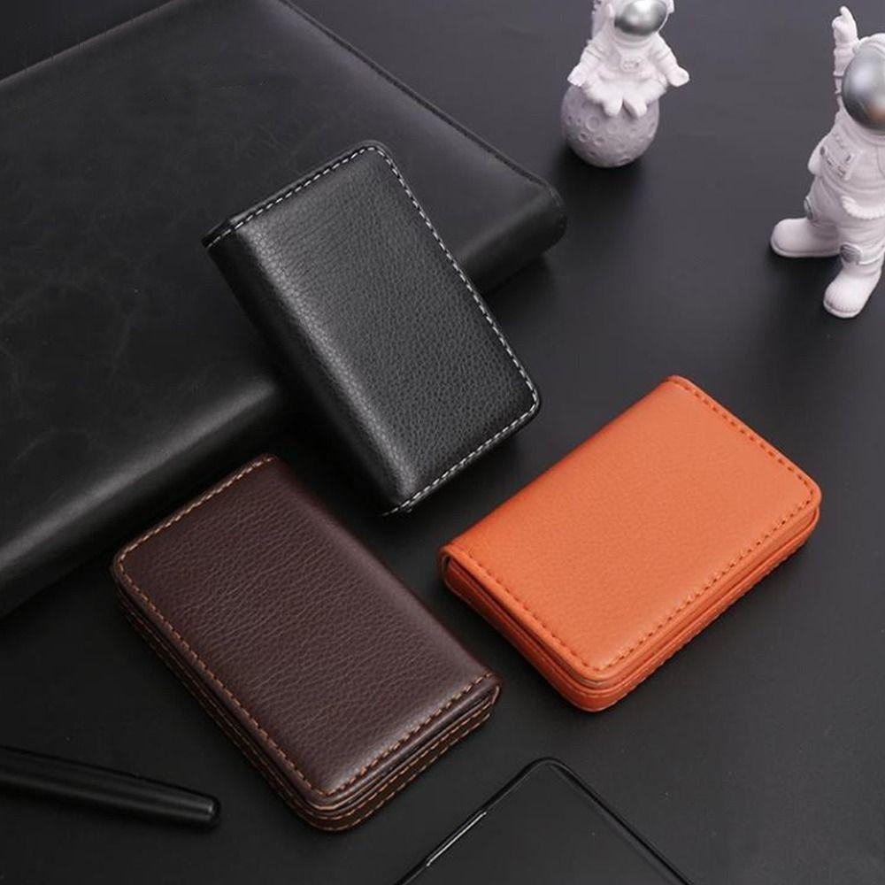 PU Leather Card Holder Business Name Card Pocket Top Card Case  Gift