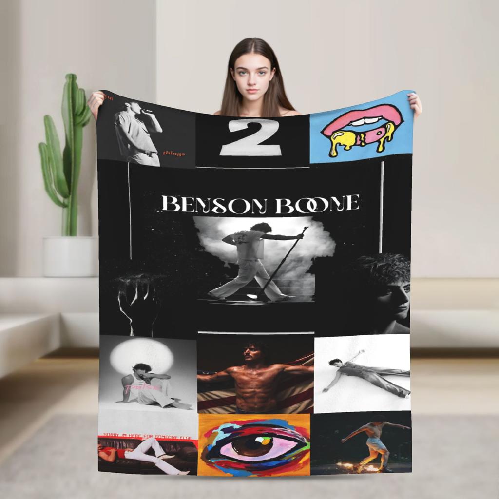 Benson Boone American Singer Blankets Warm Soft Plush Bedding Throws For Couch Bed Airplane Travel Flannel Bedspread Bed Cover