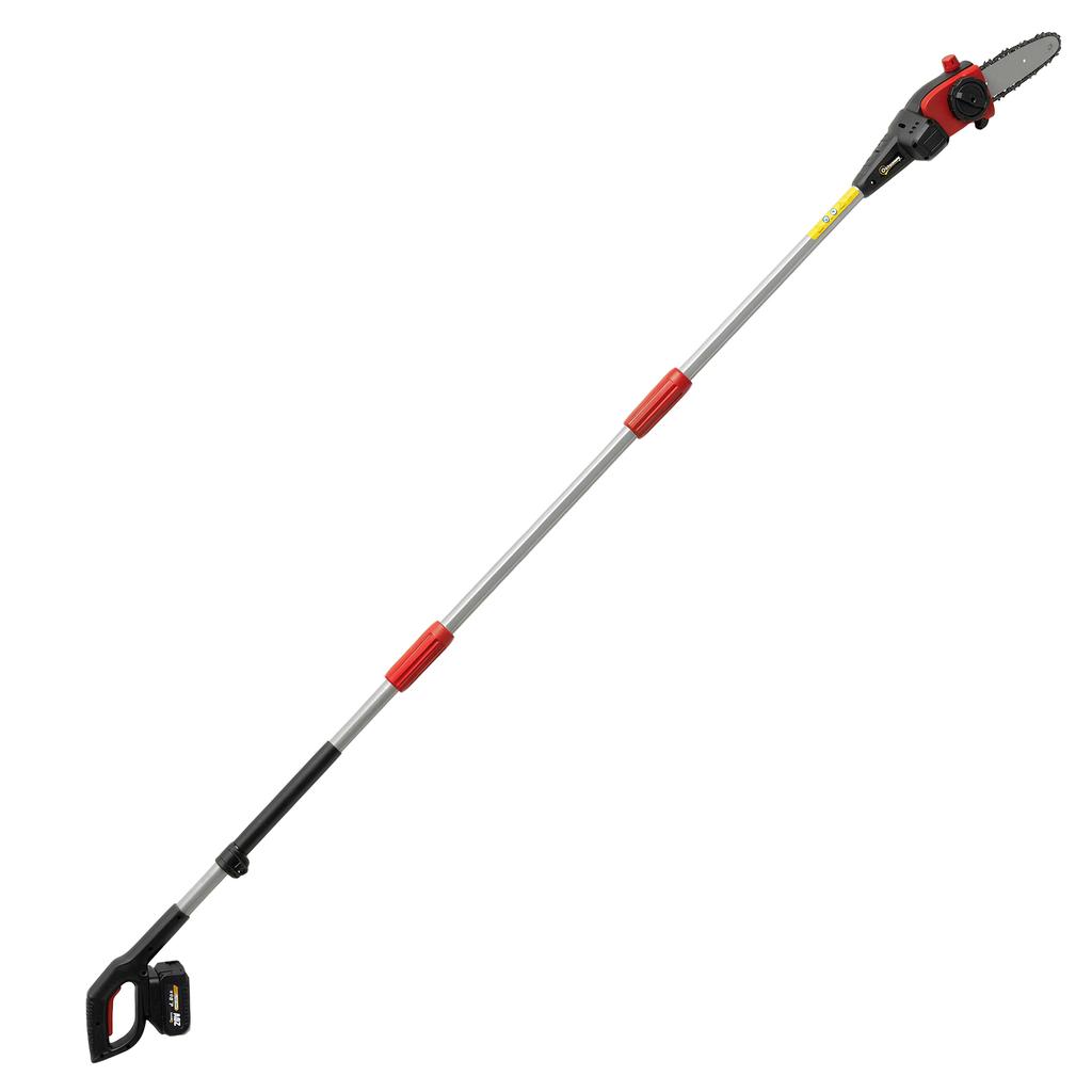 18V 8" Cordless Pole Chainsaw, 1.94m/2.56m Electric Chainsaw with 2 X 4.0Ah Batteries, Charger, Auto Lubrication