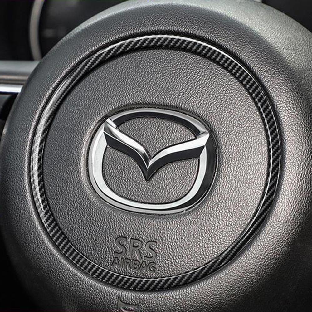 1PCS Car Steering Wheel Front Emblem Badge Logo Sticker For Mazda 2 3 5 6 7 323 626 RX7 RX8 MX5 MX3 Axela Atenza CX-3 CX-4 MPS