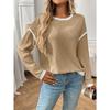 Autumn and Winter Round Neck Color Blocked Loose Top Women’s Pullovers & Long Sleeves
