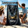 Custom Name Personalized Batman Print Beach Towel, for Trip Camping Beach Party Home Decor, Birthday Gift for Family & Friends