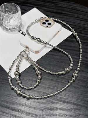 New Style Electroplating Bead Lanyard Phone Corssbody Straps Lanyard Bead Pendant Anti-lost Phone Universal Lanyard