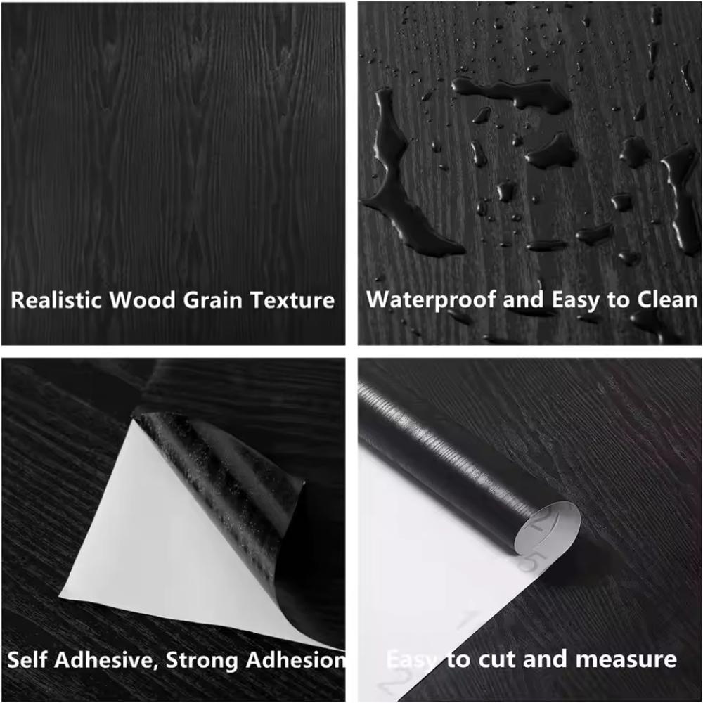 1pc 5mX12cm Thickened Imitation Wood Grain Skirting Wall Stickers, Self-adhesive Living Room Bedroom Wall Corner Decoration