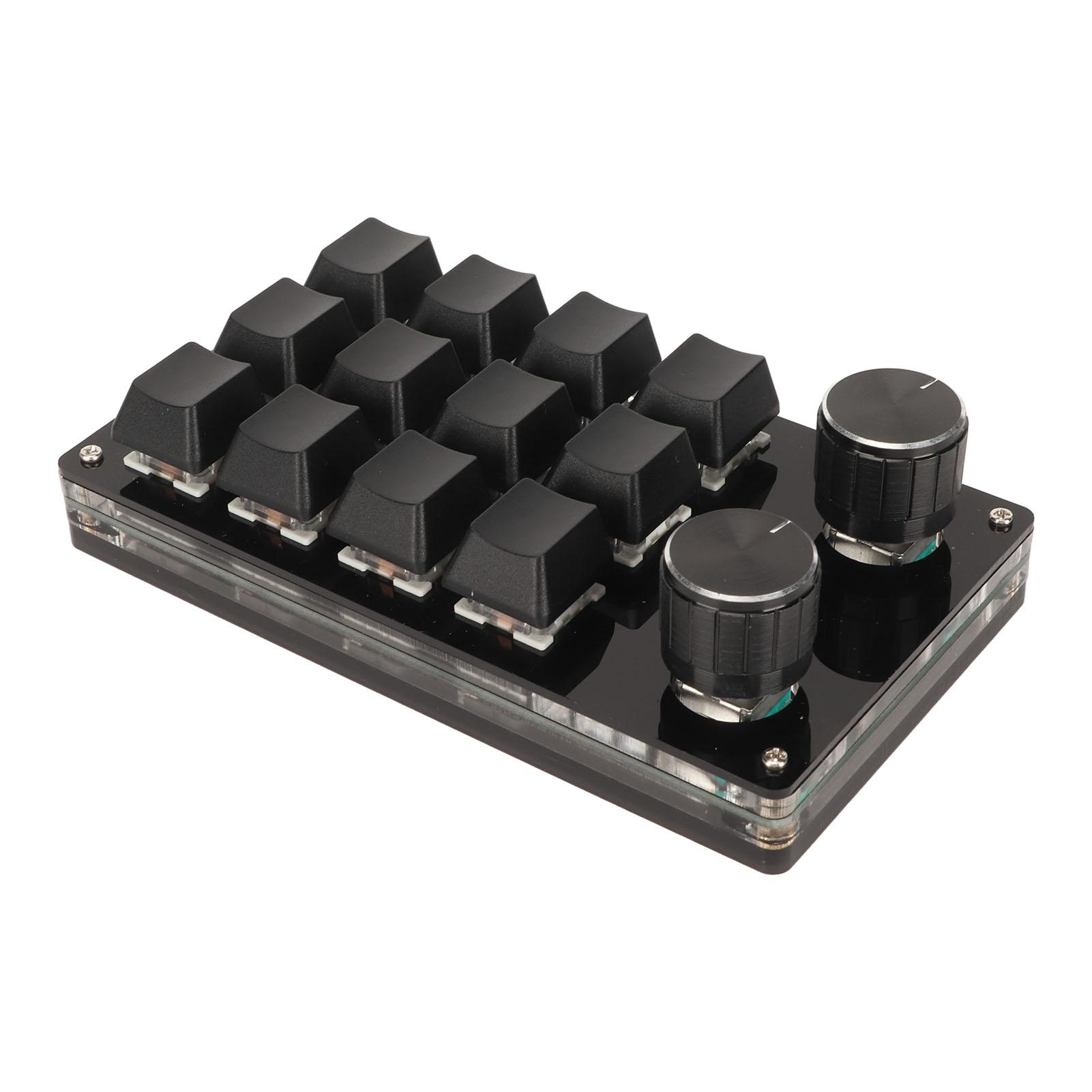 

Mini 12 Key Keypad with 2 Knob Blue Switch DIY Programmable Wired Connection Plug and Play One Handed Mechanical чёрный