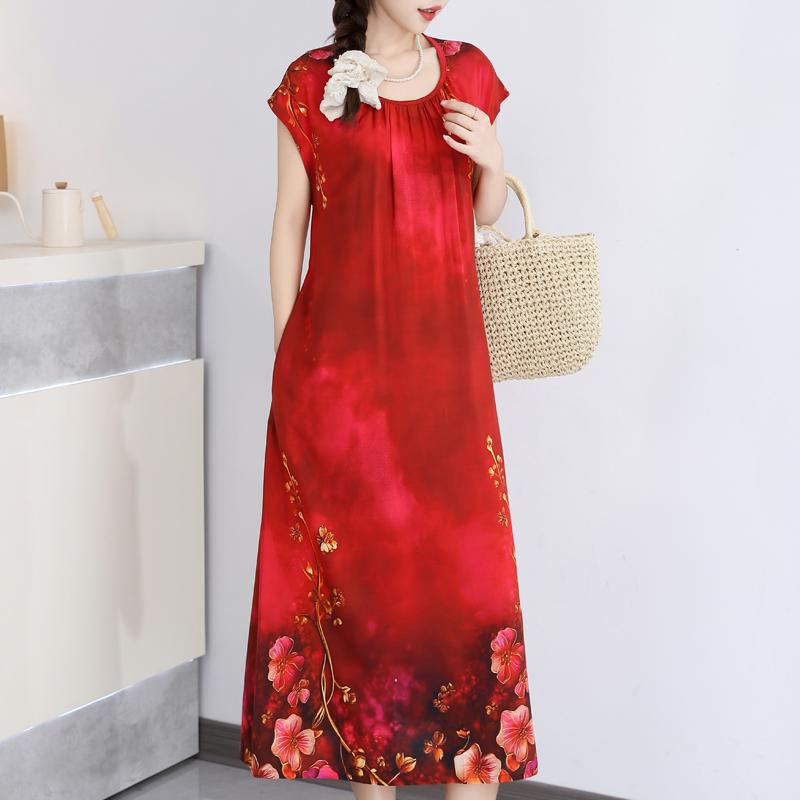 Elegant Summer Loose Dress Woman Clothing Casual Loose Plus Size Long Dresses