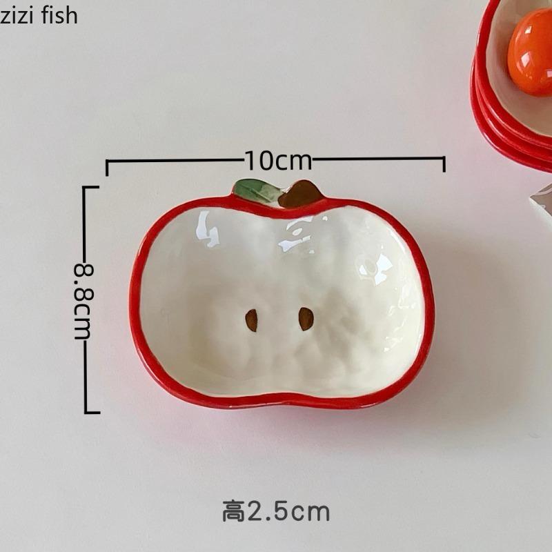 Ciotole Ceramiche Creative a Forma di Mela Ciotola da Dessert Piatto da Pranzo Ciotola da Zuppa Piatti da Frutta Ciotole per Insalata Piatto per Snack Vassoio per Dim Sum