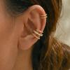4Pcs/Set Fashion Gold Color Crystal Clip Earrings for Women Minimalist Metal C-shaped Fake Piercing Ear Cuff Ear Jewelry