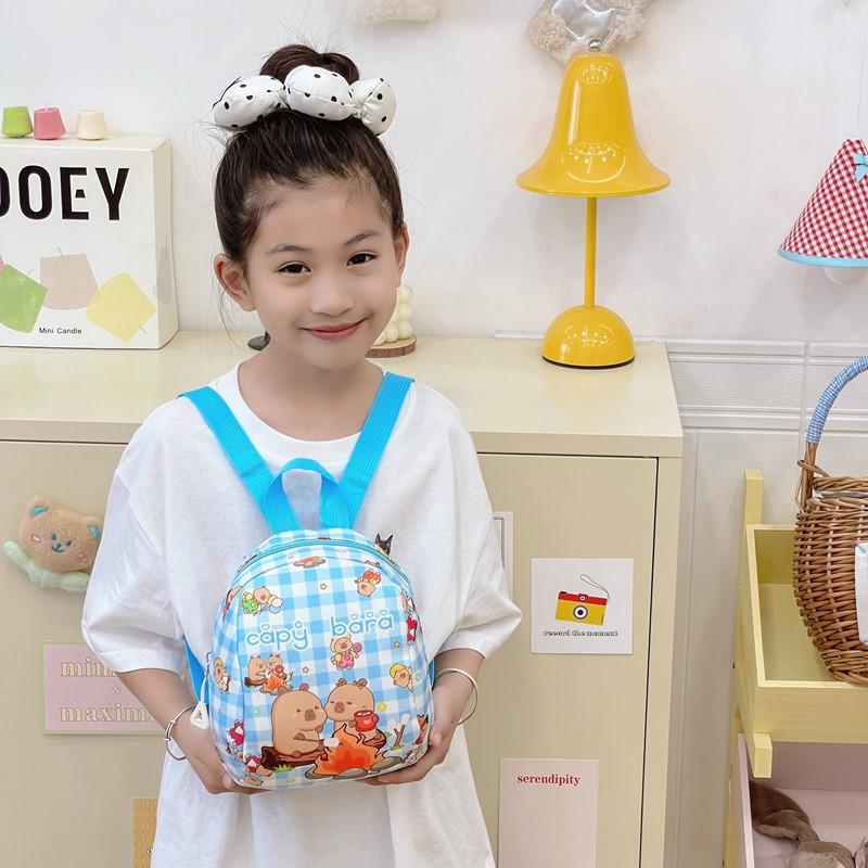 School Bag New Love Cartoon Plaid Lightweight and Versatile Children's Bag Going Out Snack Bag