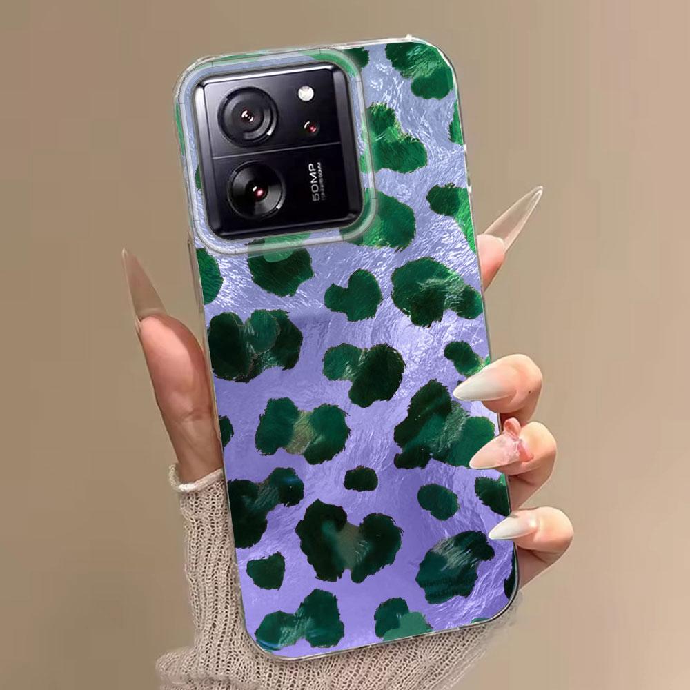 Pink Green Leopard Print Pattern Phone Case for Xiaomi 13T 14T 11 Lite NE Poco X5 M6 Pro X6 X7 X3 Pro NFC C65 C61 M5S TPU Cover