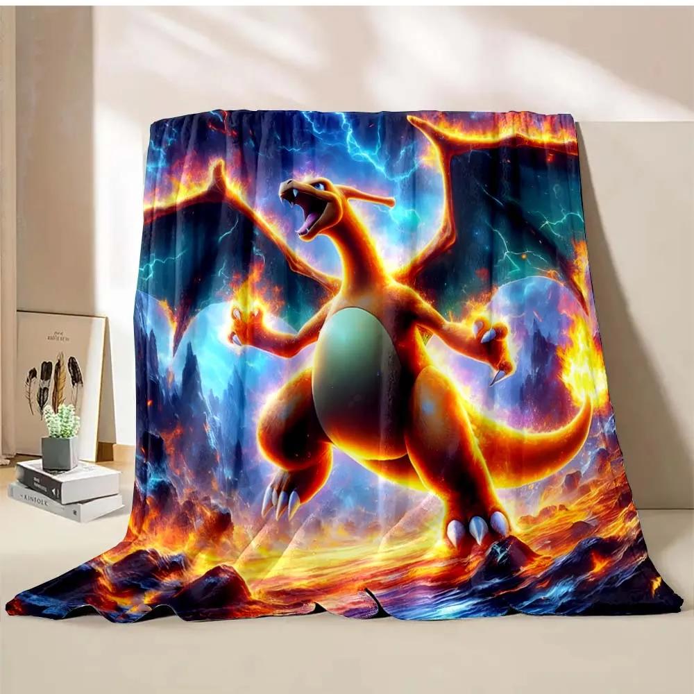 Charizard Dracaufeu Stampa Cartone Animato Coperta Bambini Adulti Coperta Morbida Calda Biancheria da Letto per Letto Divano Coperta da Viaggio