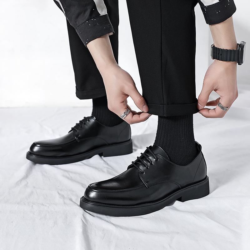 2024  genuine leather high-quality sports shoes for men's casual and fashionable business, thick soled low cut formal shoes