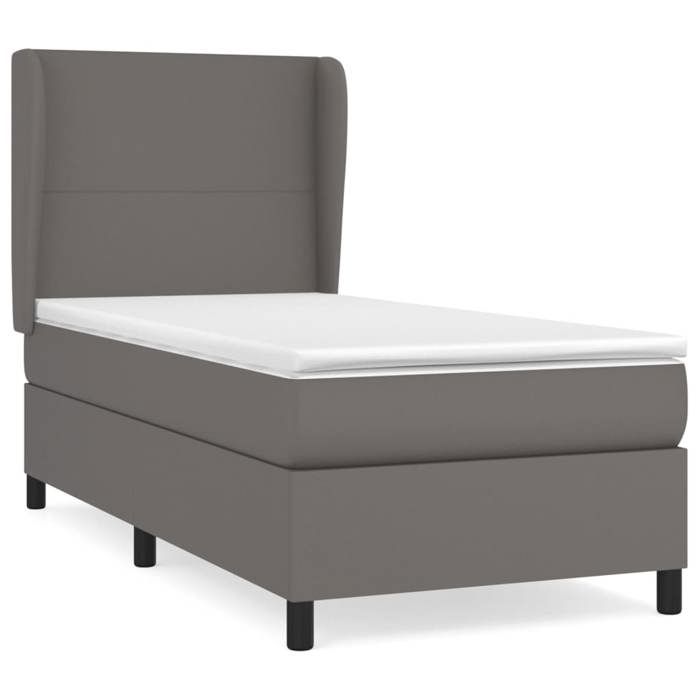 3128887 vidaXL Divan Bed with Mattress Grey 90x190 Cm Faux Leather