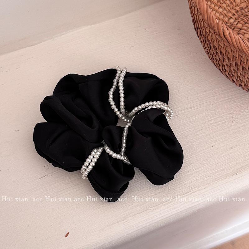 Elegant Pearl-wrapped Satin Large Intestine Hair Band, Elegant and Fashionable Headband, Hair Tie, Hair Flower and Hair Accessory