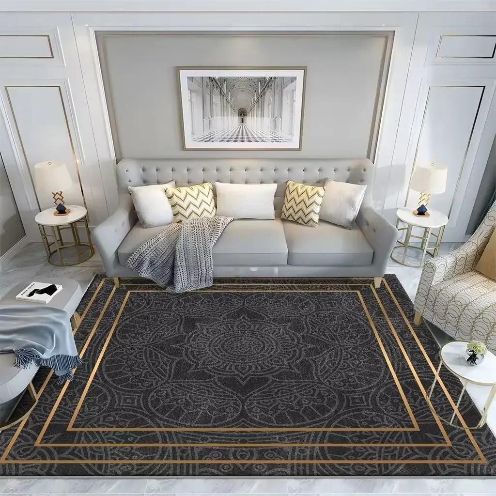 Moderner Teppich im nordischen Stil für Wohnzimmer, graue Schlafzimmerdekoration, großer Flächenteppich, kurze Loungematte aus Plüsch, waschbar, rutschfest