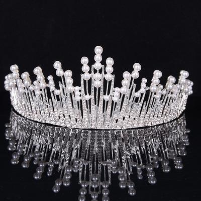 Couronne de diadème en alliage de diamant et de perles pour mariée européenne, accessoires pour cheveux Phoenix, surbrillance en strass
