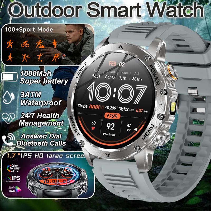 New top outdoor sport Smart Watch 1.7 inches IP68 Waterproof HD Bluetooth call Heart rate Smart Watch 1000Mah Battery Men