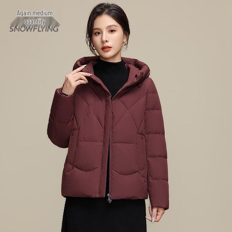 SNOWFLYING 2025 Women s Short Hooded White Duck Down Jacket X40141202F XL