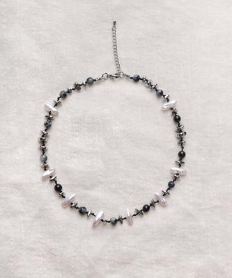 Rubati Terra Hematite Pearl Necklace_Black