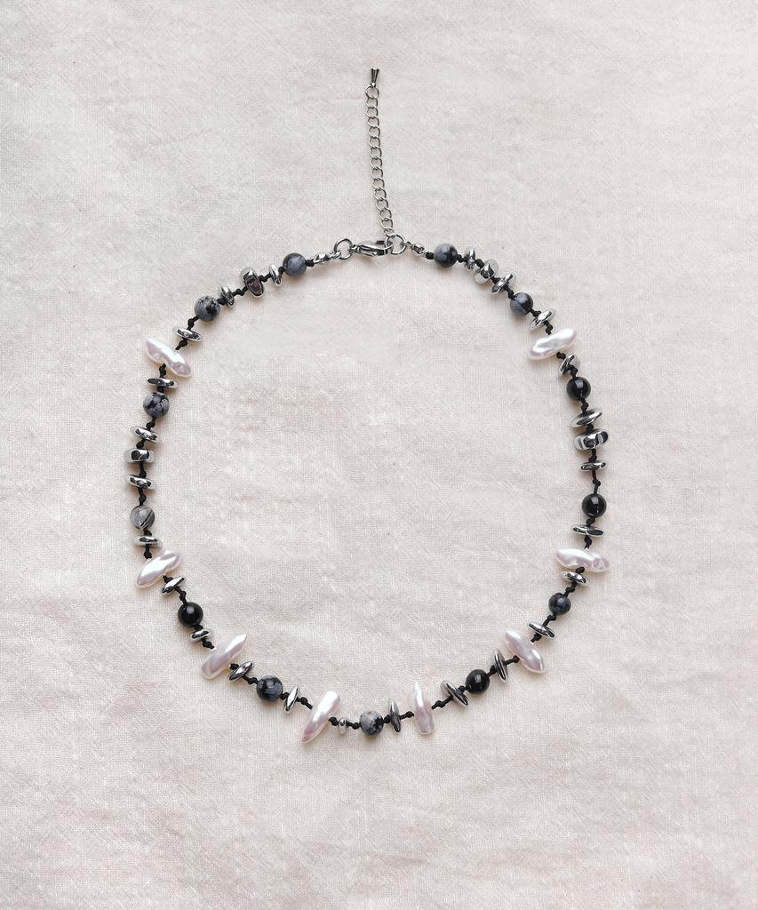 Rubati Terra Hematite Pearl Necklace_Black