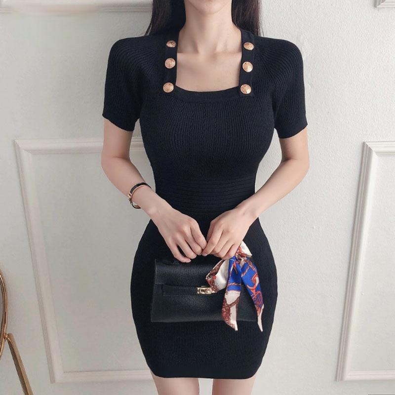 Buy Korea Summer Elegant Thin Ice Silk Knitted Mini Dresses Women Short ...