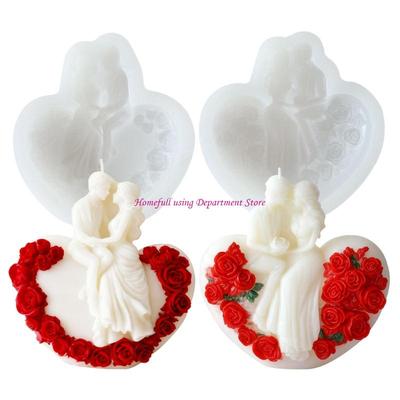 Moule en Silicone Couple Cœur Moule en Silicone pour Bricolages Décorations de Maison
