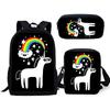 Fashion Novelty Rainbow Unicorn 3D Print 3pcs/Set pupil School Bags Laptop Daypack Backpack Inclined shoulder bag Pencil Case