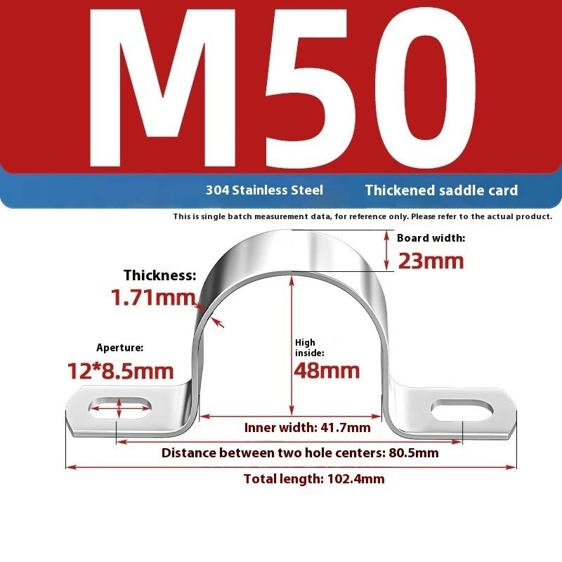 Zesílená U-třmenová sedlová svorka Nerezová ocel Koňský hřbet Drátěné hrdlo Obruč Klipy pro upevnění kabelů Použitelné pro potrubí OD 8-200 mm