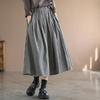 Half Skirt Women Summer Cotton Casual Versatile Elastic Skirt Loose Comfortable Plaid Skirt